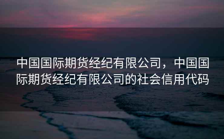 中国国际期货经纪有限公司，中国国际期货经纪有限公司的社会信用代码